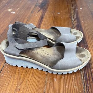 LOINTS OF HOLLAND Brown Leather Comfort Wedge Heels US 10 Cork Sole